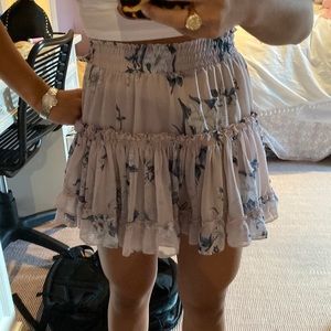 Misa Los Angeles Lavender Floral Ruffled Mini Skirt